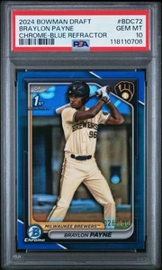 2024 Bowman Draft Braylon Payne 1st Chrome True Blue /150 Refractor PSA 10 - Picture 1 of 2