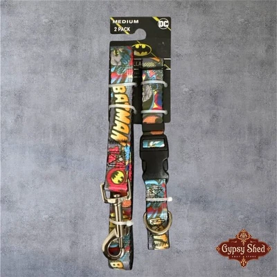 Nuevo paquete de 2 collar y correa para perro Batman cómic "BOOM" con hebilla - mediano Foto 1 de 4