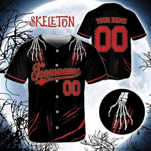 Custom Horror Halloween Baseball Jersey, Personalized Name, Number Creepy Jersey - Picture 1 of 11