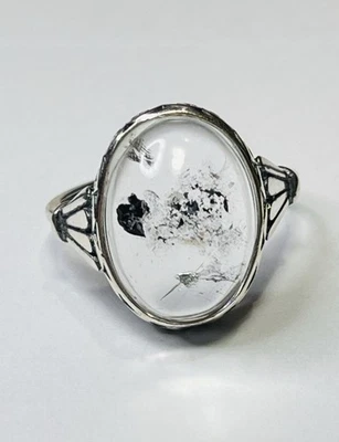 Beautiful 925 Sterling Silver Natural 15 By 12mm Herkimer Diamond Ring - Image 1 of 4