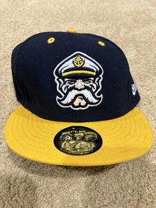 NEW Lake County Captains Hat Cap Fitted 7 1/2Navy Gold New Era MILB Minor League - Picture 1 of 4