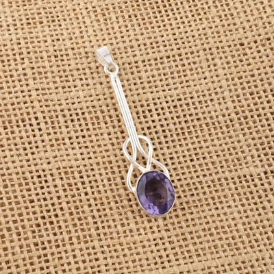 Iolith Quarz Edelstein 925 Sterlingsilber Handarbeit Schmuck Anhänger 1,80 Zoll - Bild 1 von 4