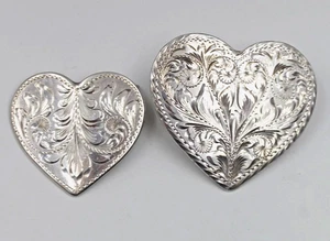 Kustom Kraft Sterling Silver 925 Western Heart Belt Buckle & Hair Barrette Lot/2 - Picture 1 of 4