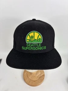 Seattle SuperSonics Hat Wool Blend Snapback 47 Brand Vintage Black Plain - Picture 1 of 7