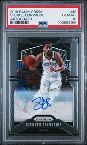 PSA 10 Spencer Dinwiddie 2019-20 Panini Prizm #48 Auto Brooklyn Nets LOW POP! - Picture 1 of 2