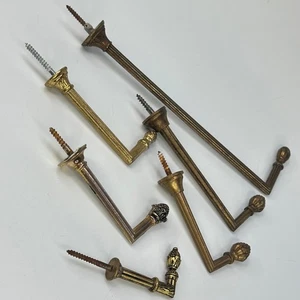 Vintage French Joblot Collection of 6 Gold Coloured Metal Curtain Tieback Hooks - Picture 1 of 10