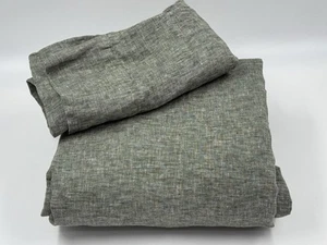 Pottery Barn Belgian Flax Linen KING FLAT Sheet & 1 King Pillowcase, Loden Green - Picture 1 of 3