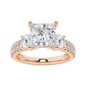 IGI GIA Lab Grown Diamond Engagement Ring 1.75 Ct Princess Cut 14K Rose Gold - Picture 1 of 12