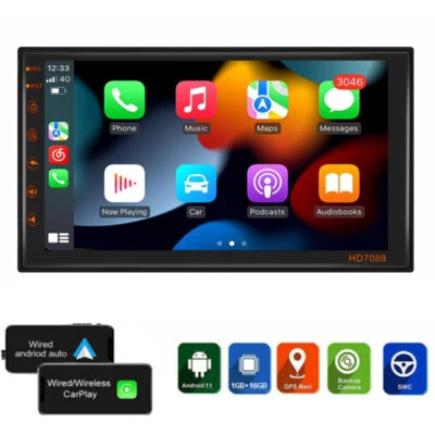7Inch Android 10 Head Unit Car Stereo Apple Carplay GPS BT Double Din Car Radio - Image 1 of 4