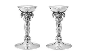 Georg Jensen Sterling Silver Grape Candlesticks 263A - Picture 1 of 6