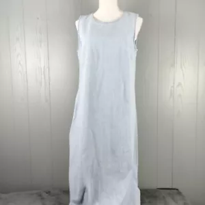Vintage Denim & Co Chambray Shift Maxi Dress Medium Blue Peasant Y2K Cottagecore - Picture 1 of 15