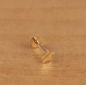 Genuine 9ct Gold Plain Star Cartilage Helix Screw Back Single Stud Earring Boxed - Picture 1 of 5