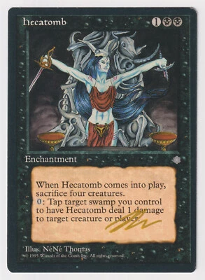 Gold Signed Hecatomb MP Ice Age Artist NeNe Thomas 1995 MTG Magic Vintage Rare! - Image 1 of 2