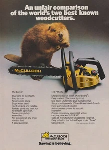 1980 McCulloch PM 320 Chainsaws - Beaver -"Two Best Known Woodcutters"- Print Ad - Picture 1 of 1