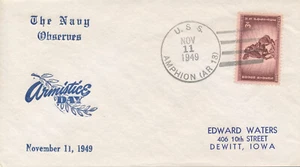 INVENTORY REDUCTION SALE NAVAL COVER USS AMPHION AR13 1949 ARMISTICE DAY - Picture 1 of 1
