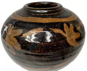 Vaso ceramica da studio vintage 6 1/2" x 7" tribale biologico boho - Foto 1 di 13