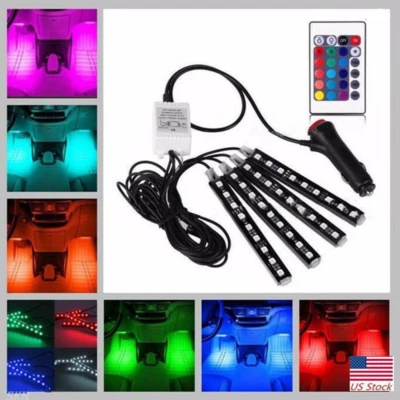 Kit de lámpara interior para automóvil RGB LED brillante debajo del tablero pie asientos iluminación interior EE. UU. Foto 1 de 4