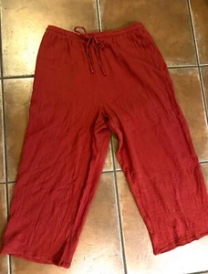 JESSICA SIMPSON WOMENS GAUZE WIDE LEG ANKLE PANTS REDBROWNISH AND BLACK - Picture 1 of 4