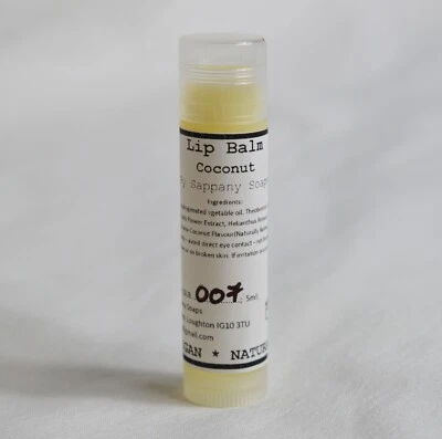 SAPPANY SOAPS Handmade Vegan Coconut lip Balm - Twist Tube, Natural Ingredients 5ml