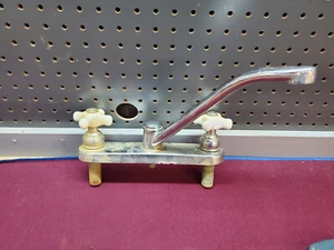 Vtg Farmhouse Style Kitchen Sink Faucet Hot Cold Handles Bottom Mount - Picture 1 of 6