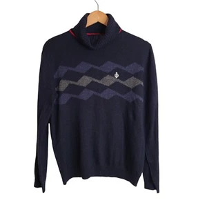 D&G Pullover Herren Large dunkelblau Strick Wolle Rollkragen Anker Maritim Pulli - Bild 1 von 7