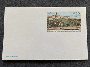 Postal en blanco estampada Bascom Hill, Universidad de Wisconsin, Madison, 20c - Imagen 1 de 2