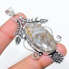 Fossil"Coral Gemstone Handmade 925 Sterling Silver Jewelry Pendant 2.84"