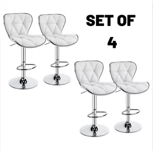 Adjustable Bar Stool Set of 4 Modern Swivel Kitchen Island Bar Chairs White - Picture 1 of 10