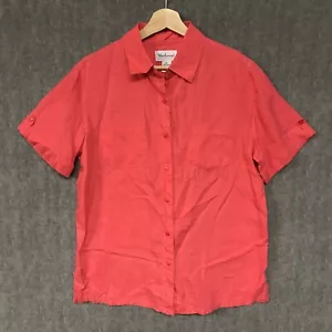 Westbound Shirt Womens Medium Linen Blouse Top Casual Button Short Sleeve Ladies - Picture 1 of 10