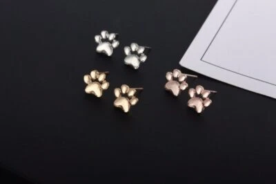 2x Ohrringe Ohrstecker "Hundepfote" süß Gold Silber Hund Katze Pfote Ohrstecker - Bild 1 von 4