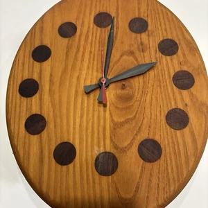 Mid Century Modern Wall Clock Teak & Walnut Danish Modern 12” H,10”W - Picture 1 of 11