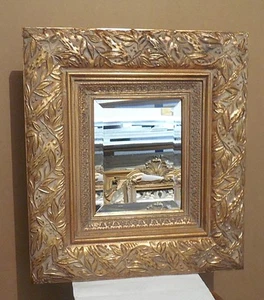 Ornate Gold Solid Wood "19x21" Rectangle Beveled Custom Framed Wall Mirror - Picture 1 of 12