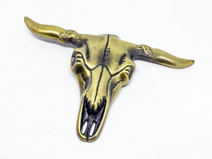 Fibbia cintura teschio corno lungo toro rodeo oro accessorio perfetto per gli amanti del rodeo - Foto 1 di 10
