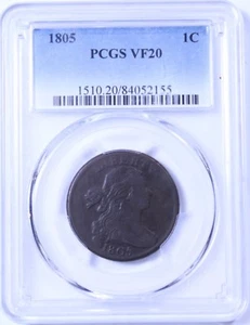 1805 Draped Bust Large Cent : PCGS VF20 - Picture 1 of 3