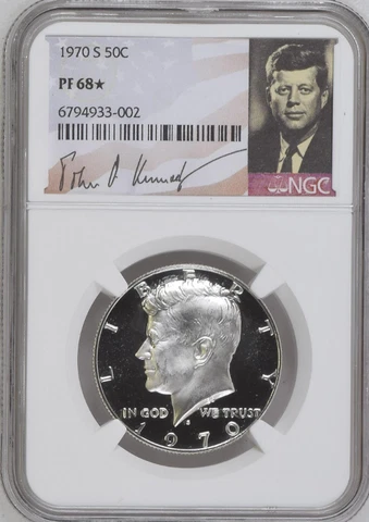 1970 S Kennedy Half Dollar NGC PF68* STAR Cover