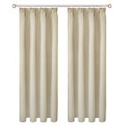 2 Panels Pack Blackout Curtains Thermal Window Drapes Pencil Pleat Tape Slot Top