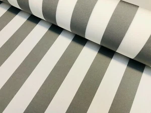 Tela de tapicería de teflón exterior DRALON gris claro y blanco a rayas 320 cm de ancho - Imagen 1 de 4