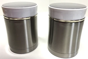 Set of 2 Stainless Steel Food Flask Lunch Box Thermos Insulated Soup Container - Picture 1 of 6