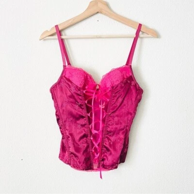 NUEVO CON ETIQUETAS 36B Victoria’s Secret Vintage Y2K Rosa Corsé Peluche Top Foto 1 de 4