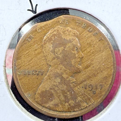 1917 年美国林肯小麦美分错误夹和木纹伍迪 SP6007 — 第 1/2 张图片