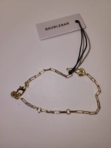 BaubleBar Goldtone Small Hera Link Heart Lock Pendant Bracelet NWT - Picture 1 of 6