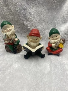 Vintage Homco Weihnachtselfen 3er Set Porzellan Figuren #5205 - Taiwan - Bild 1 von 4