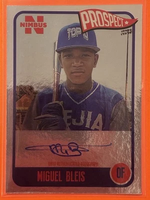 2020 Onyx Nimbus Miguel Bleis Silver Auto /325 #NAMB Baseball - Image 1 of 2