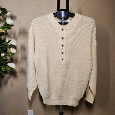 Suéter Henley Masculino Vintage Austin Line para Internacional – Malha Creme - Imagem 1 de 3