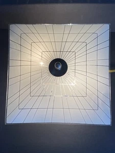 Vtg 50's-60’s Semi-flush Ceiling Light Fixture & Glass Shade 12” Sq. Atomic - Picture 1 of 9