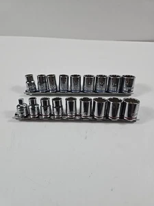 2 Sets Kobalt 3/8" Drive 12-Point Shallow Socket 18pc With 1/4 Adapter Sae Metri - Bild 1 von 6
