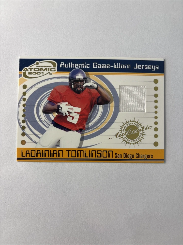 2001 PACIFIC PRISM ATOMIC LADAINIAN TOMLINSON ROOKIE RC PATCH JERSEY - Image 1 of 2