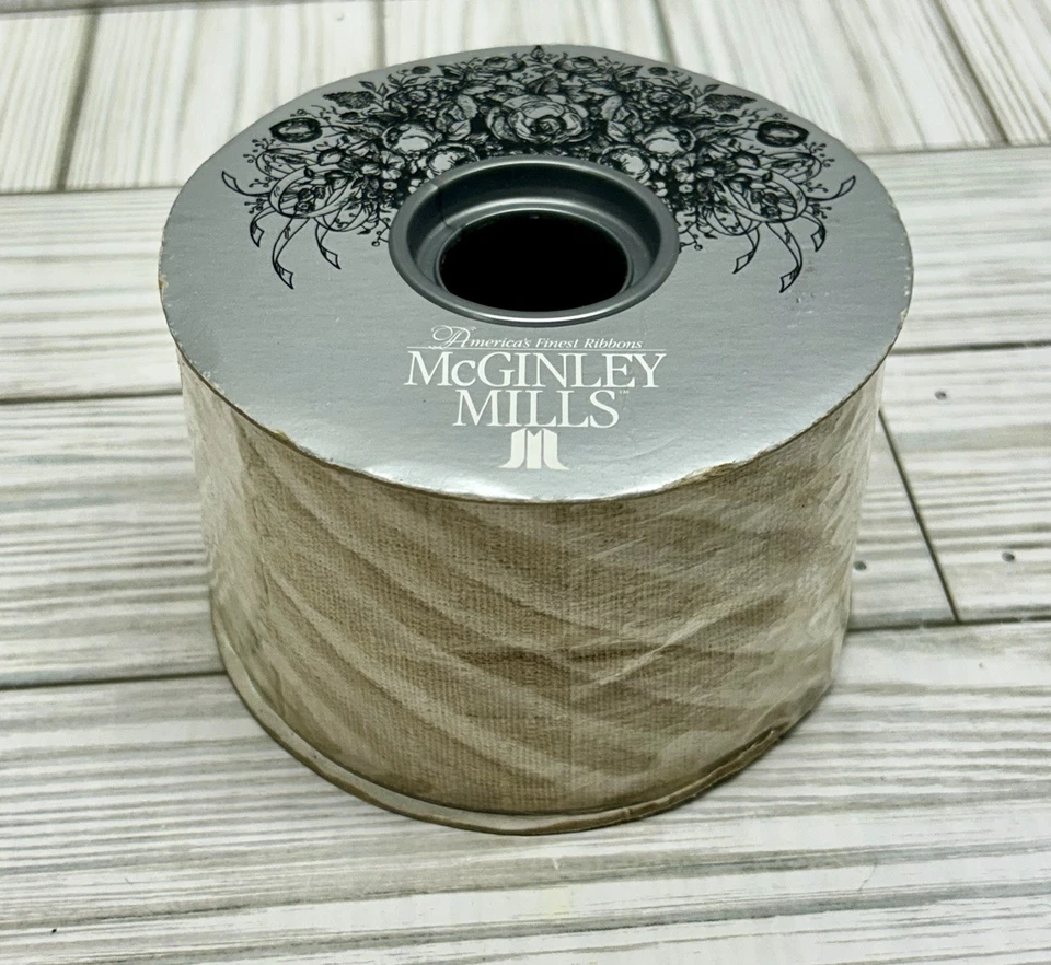 McGinley Mills Woven Burlap Ribbon Made In France 15 Yards New - Image 1 of 4