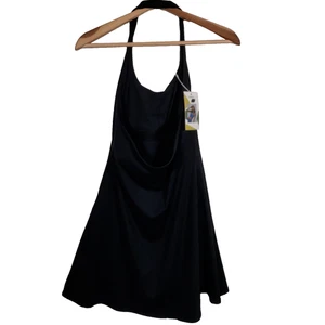 Halara Midnight Adventure Vestito Medium Nero Halter Imbottito Reggiseno Integrato con Pantaloncini - Foto 1 di 15