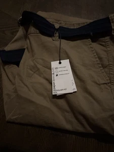 PAPER DENIM & STOFF CARGO/GÜRTEL W 46" britisch khaki normale Passform SHORTS $ 56 neu mit Etikett - Bild 1 von 15